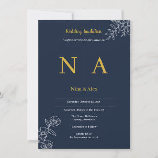 Faire-part de mariage bleu marine