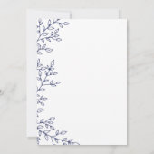 Faire-part de mariage bleu marine à feuilles minim (Dos)
