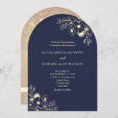 Faire-part de mariage bleu marine avec code QR (Devant / Derrière)