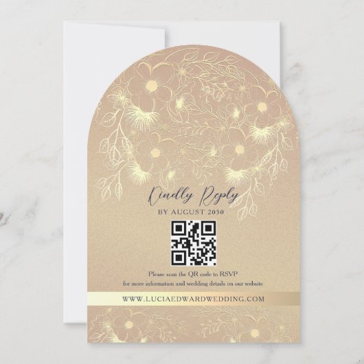 Faire-part de mariage bleu marine avec code QR (Dos)