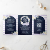Faire-part de mariage bleu marine avec code QR Ros (Intérieur)