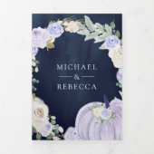 Faire-part de mariage bleu marine avec code QR Ros (Page de couverture)
