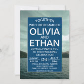 Faire-part de mariage bleu marine de plage (Devant)