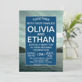 Faire-part de mariage bleu marine de plage (Debout devant)