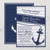 faire-part de mariage bleu marine du chevron (Devant / Derrière)