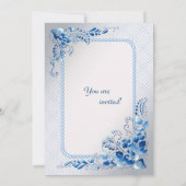 Faire-part de mariage bleu marine en argent stylis (Dos)