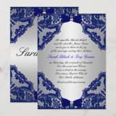 Faire-part de mariage bleu marine et argent (Devant / Derrière)