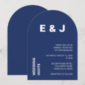 Faire-part de mariage bleu marine moderne (Devant / Derrière)