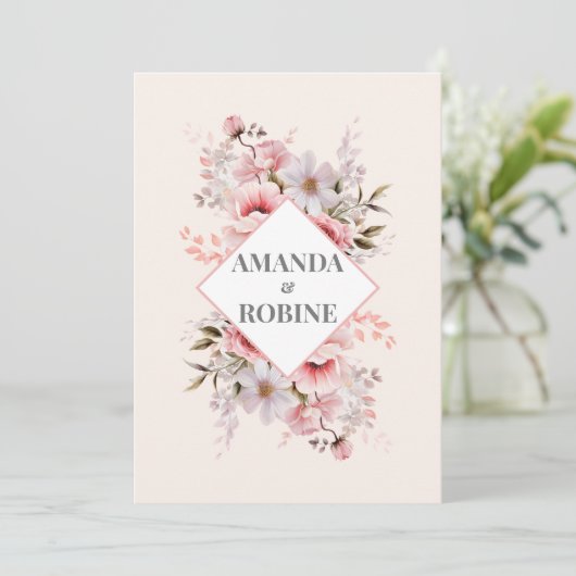 Faire-part de mariage bleu marine moderne (Debout devant)