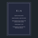Faire-part de mariage bleu marine monogramme minim<br><div class="desc">Faire-part de mariage bleu marine monogramme minimal</div>