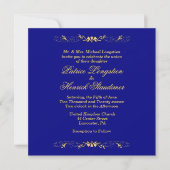 Faire-part de mariage bleu marine simple et or (Devant)