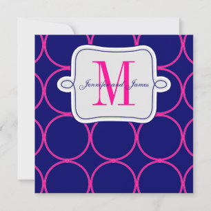 Faire-part de mariage bleu moderne Fuchsia Navy #2