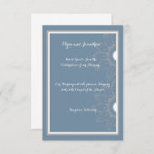 Faire-part de mariage, bleu moyen avec fleurs (Devant / Derrière)