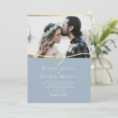 Faire-part de mariage bleu outremer avec photo (Debout devant)