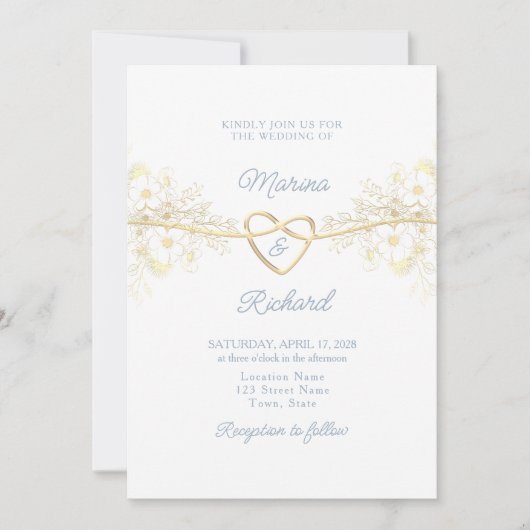 Faire-part de mariage bleu outremer simple (Devant)