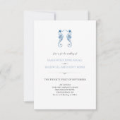 Faire-part de mariage bleu plage avec code QR (Devant)