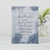 faire-part de mariage bleu poussiéreux (Debout devant)