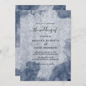 faire-part de mariage bleu poussiéreux (Devant / Derrière)