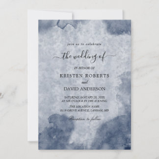 faire-part de mariage bleu poussiéreux