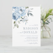 faire-part de mariage bleu poussiéreux (Debout devant)