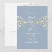 Faire-part de mariage bleu poussiéreux (Devant / Derrière)