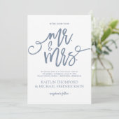Faire-part de mariage bleu poussiéreux | Écriture (Debout devant)