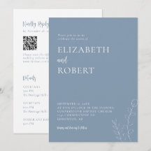 Faire-part de mariage bleu poussiéreux minimaliste