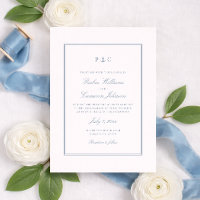 Faire-part de mariage Bleu poussiéreux Monogramme 