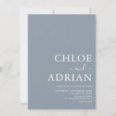 Faire-part de mariage bleu poussiéreux simple (Devant)