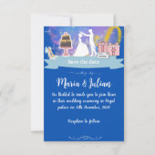 Faire-part de mariage bleu princesse et prince (Devant)