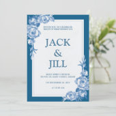 Faire-part de mariage Bleu profond classique (Debout devant)