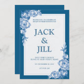 Faire-part de mariage Bleu profond classique (Devant / Derrière)