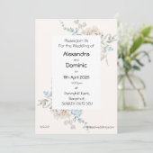 Faire-part de mariage - bleu rose roses (Debout devant)