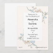 Faire-part de mariage - bleu rose roses (Devant / Derrière)
