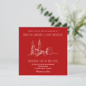 Faire-part de mariage bleu rouge Londres (Debout devant)