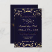 faire-part de mariage bleu royal (Devant / Derrière)