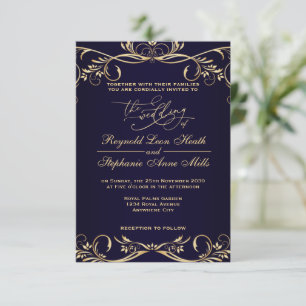 faire-part de mariage bleu royal