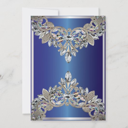 Faire-part de mariage bleu royal avec diamants (Dos)