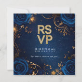 Faire-part de mariage bleu royal et or (Dos)