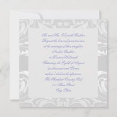 Faire-part de mariage bleu ruban Damas Scroll (Dos)