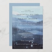 Faire-part de mariage bleu rustique (Devant / Derrière)