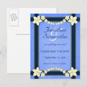 Faire-Part de Mariage Bleu Rustique Save The Date (Devant / Derrière)