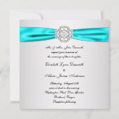 Faire-part de mariage bleu sarcelle argenté élégan (Dos)