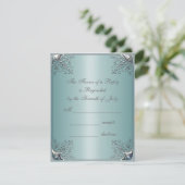 Faire-part de mariage bleu sarcelle blanc (Debout devant)