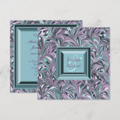 Faire-part de mariage bleu sarcelle lavande (Devant / Derrière)