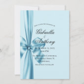 Faire-part de mariage Bleu Satin Ribbon (Devant)