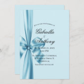 Faire-part de mariage Bleu Satin Ribbon (Devant / Derrière)