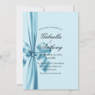 Faire-part de mariage Bleu Satin Ribbon