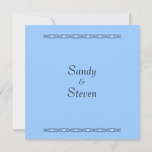 Faire-part de mariage bleu simple (Dos)