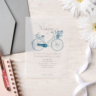 Faire-part de mariage Bleu Simple Vélo